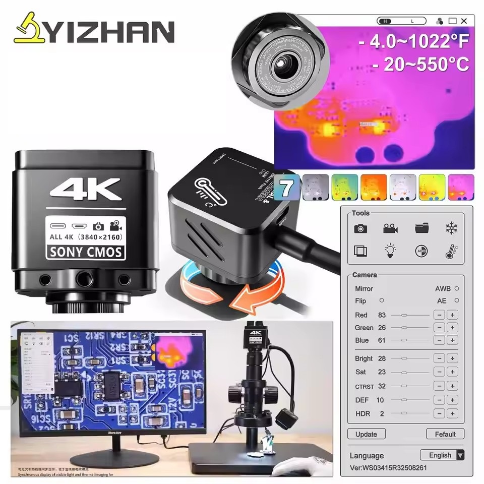 Electronics Repair In Usa - YIZHAN サーマルイメージャー 256*192 ピクセル 4k 電子はんだ付け顕微鏡カメラ